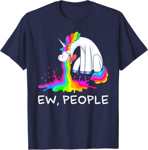 Ew People Unicorn Vomiting T-Shirt - T-Shirt | Navy