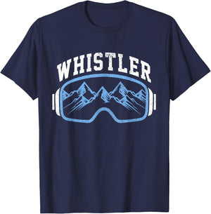 Whistler Ski Snowboard Mountain Bike Goggles Souvenir T-Shirt - T-Shirt | Navy
