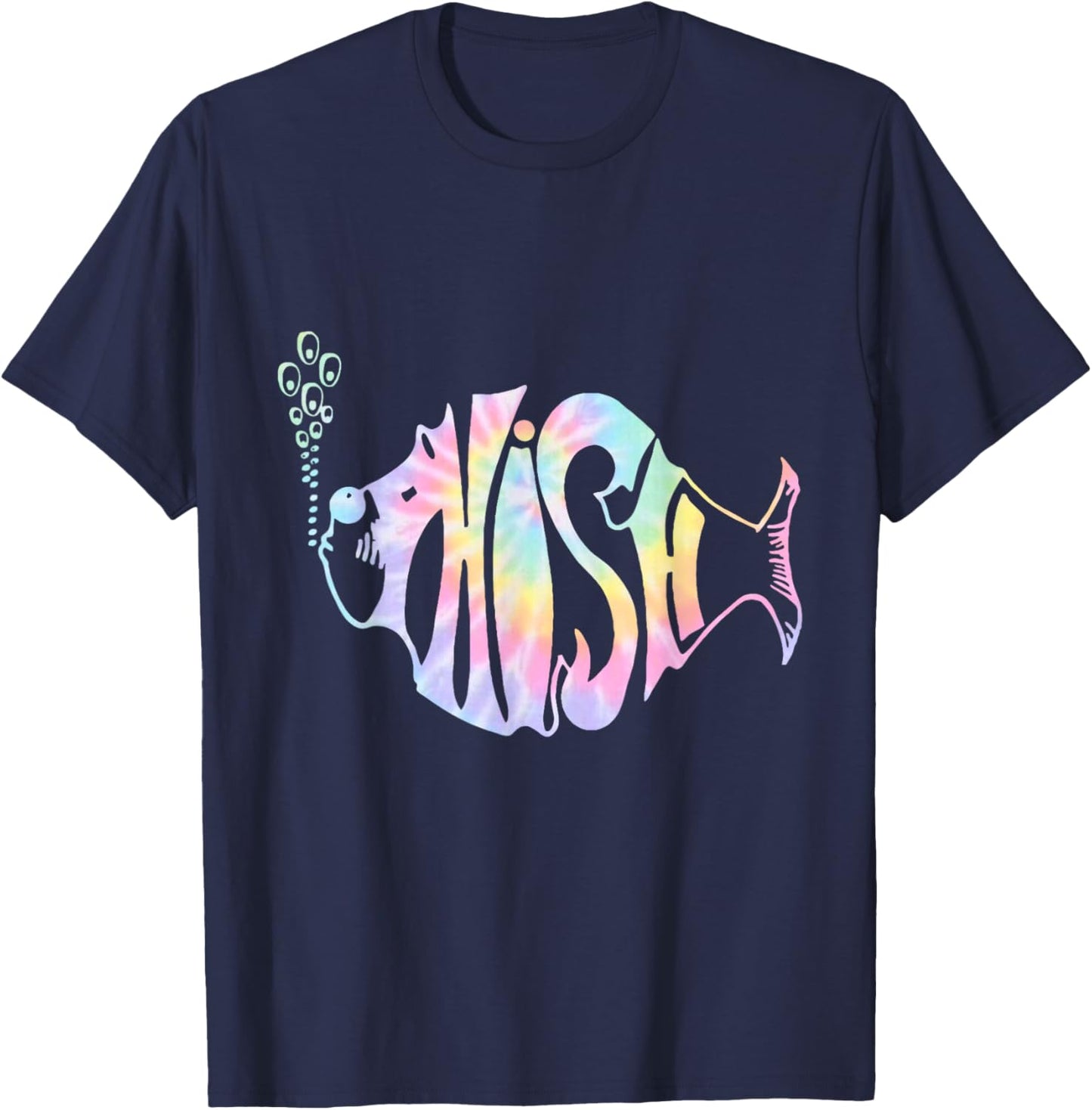 Colorful Phish-Jam, Tie-Dye For Fisherman, Fish Graphic T-Shirt - T-Shirt | Navy
