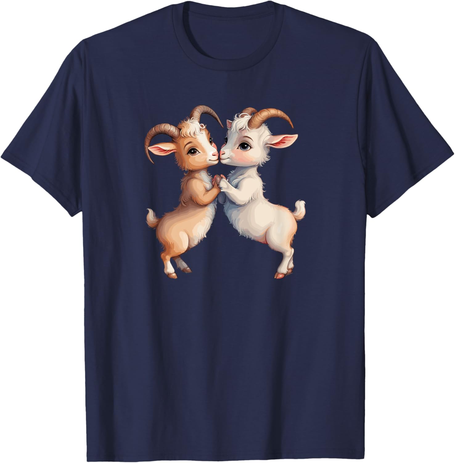 Goats Lovers Couple Kissing Cute Heart Valentine's Day T-Shirt - T-Shirt | Navy