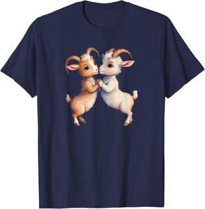 Goats Lovers Couple Kissing Cute Heart Valentine's Day T-Shirt - T-Shirt | Navy