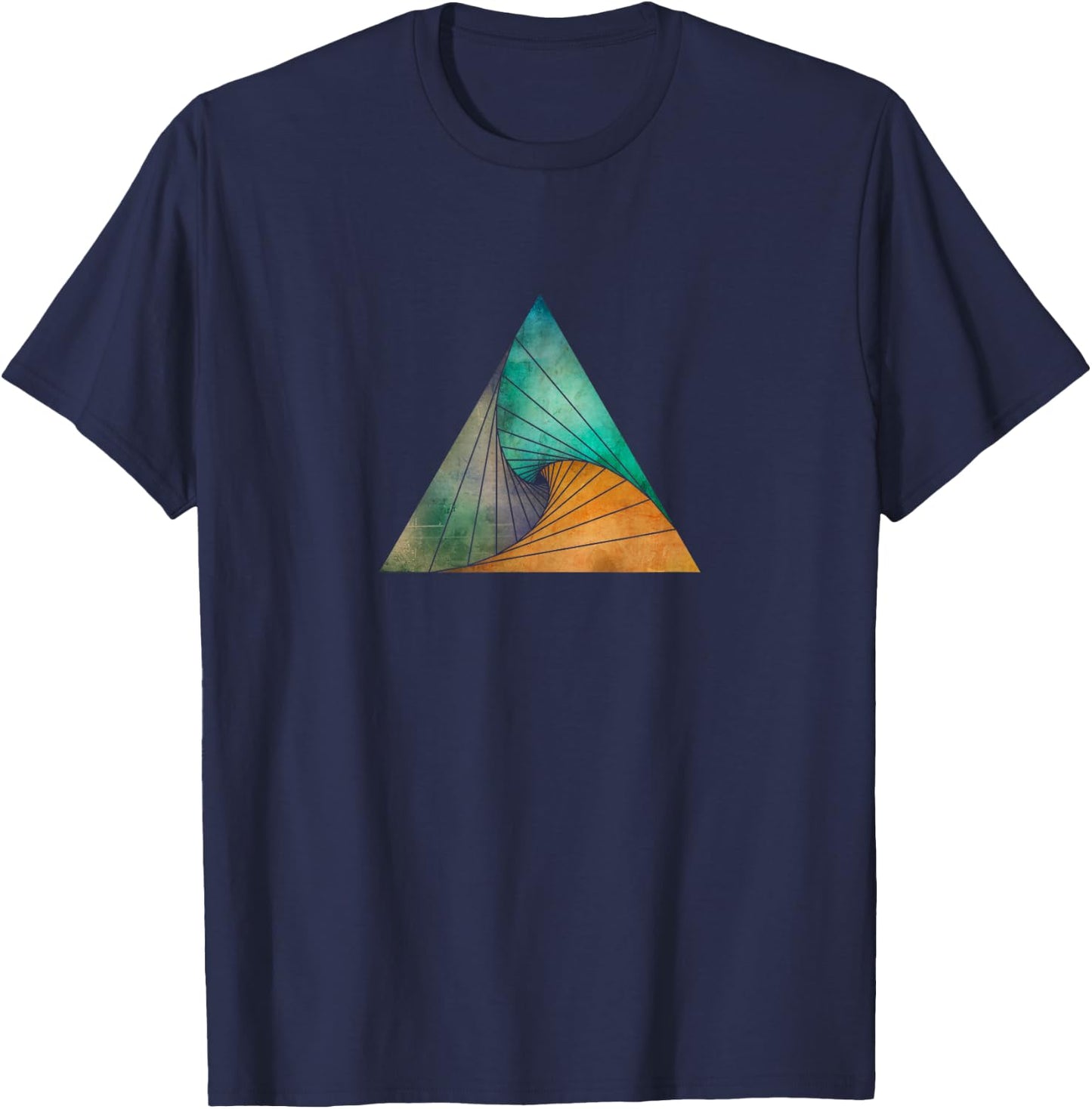 Geometric Swirling Triangle - Abstract Geometry T-Shirt - T-Shirt | Navy