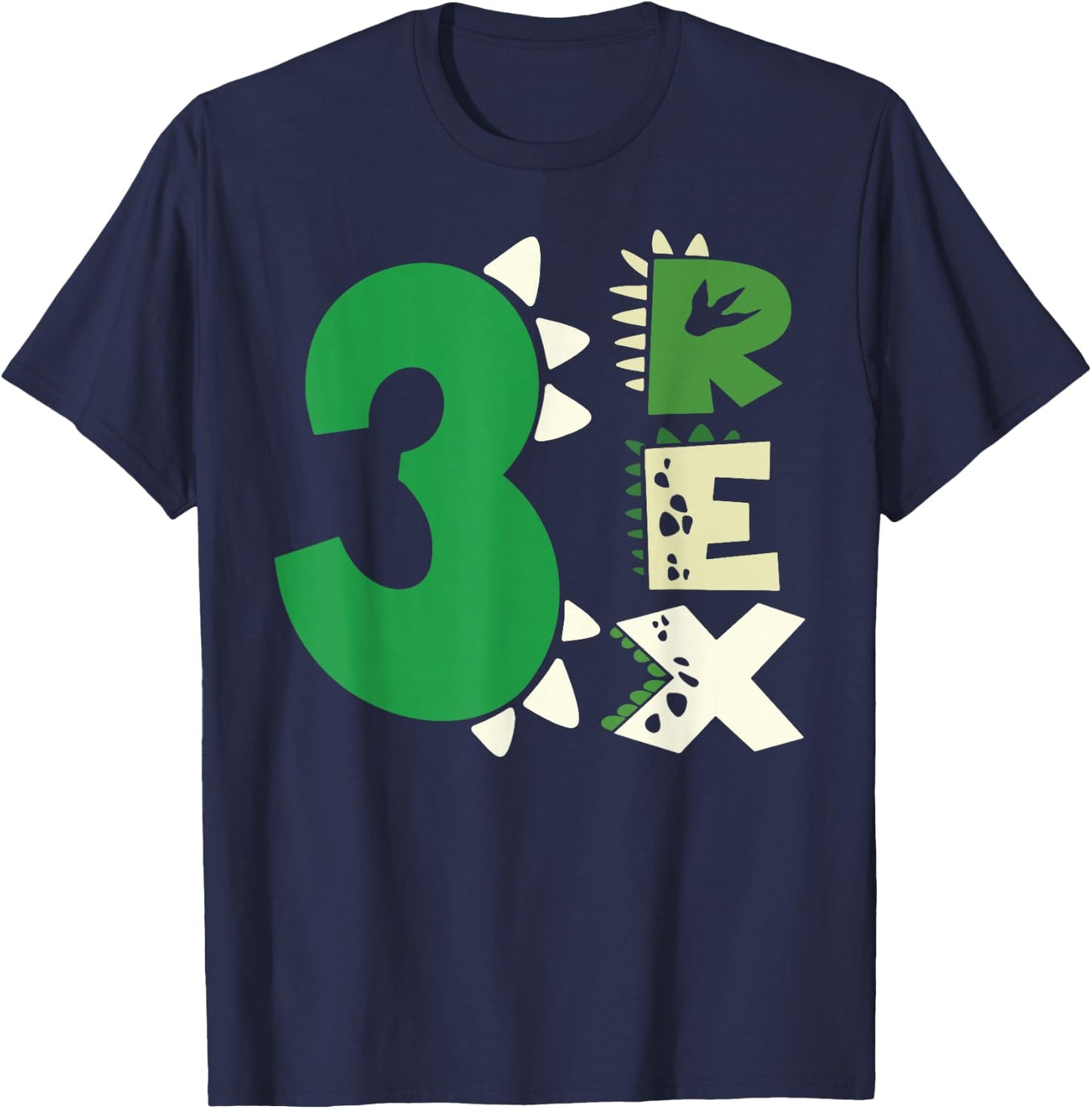 Three Rex Birthday Boy 3rd Dinosaur Birthday T-Rex Birthday T-Shirt - T-Shirt | Navy
