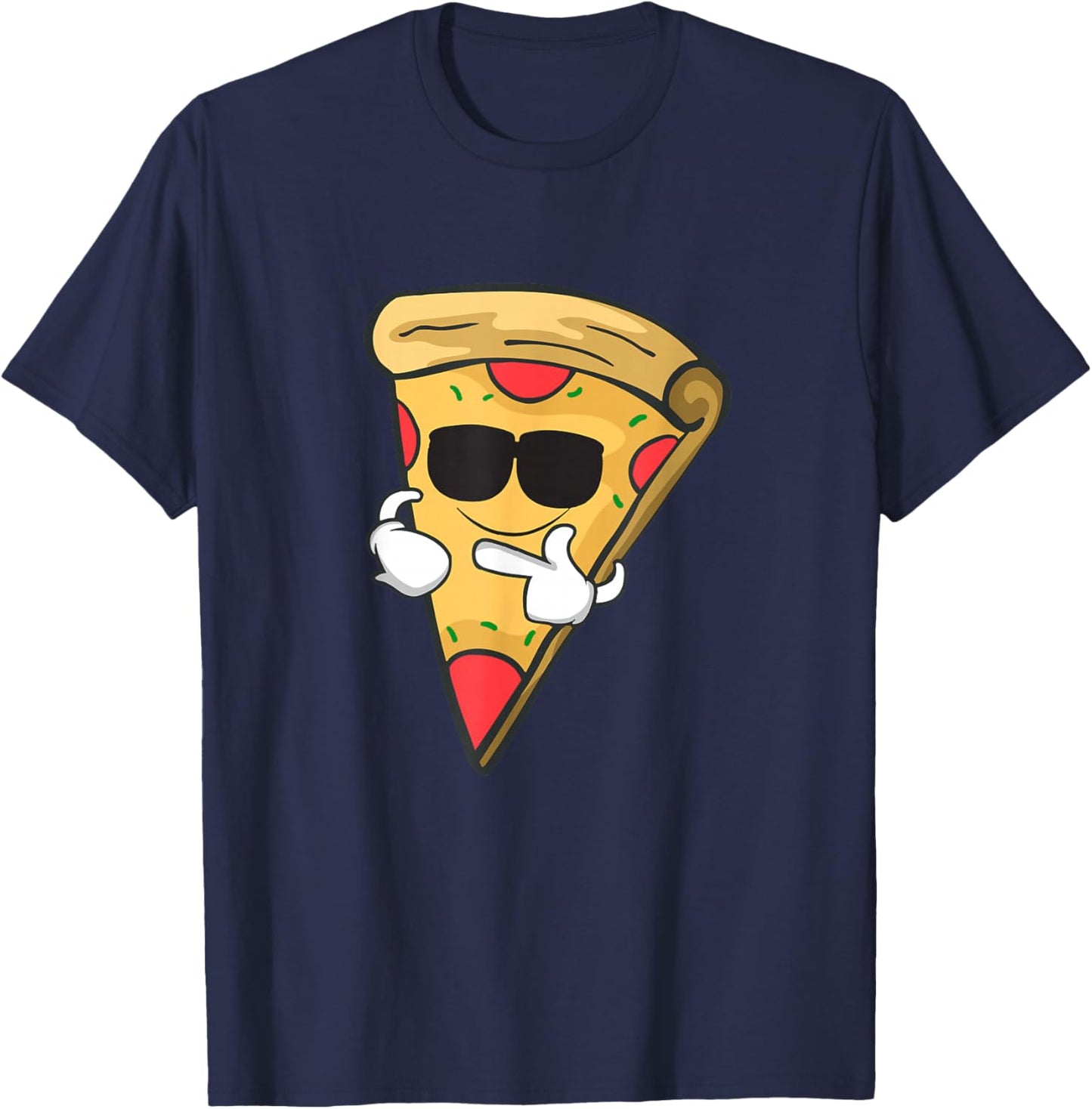 Cool Sunglasses Pizza T Shirt Gift Boys Girls Women Men T-Shirt - T-Shirt | Navy