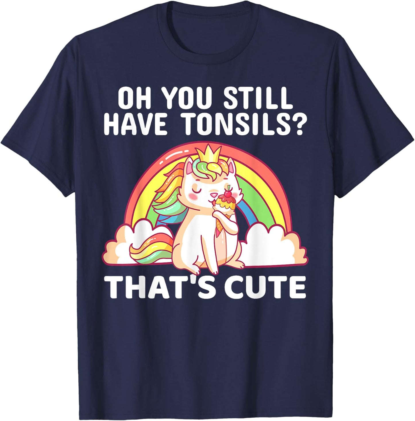 Funny Tonsil Removal Surgery Recovery Gift Tonsillectomy Cat T-Shirt - T-Shirt | Navy