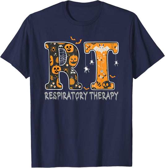 Respiratory Therapist RT funny Halloween Future Nurse spooky T-Shirt - T-Shirt | Navy