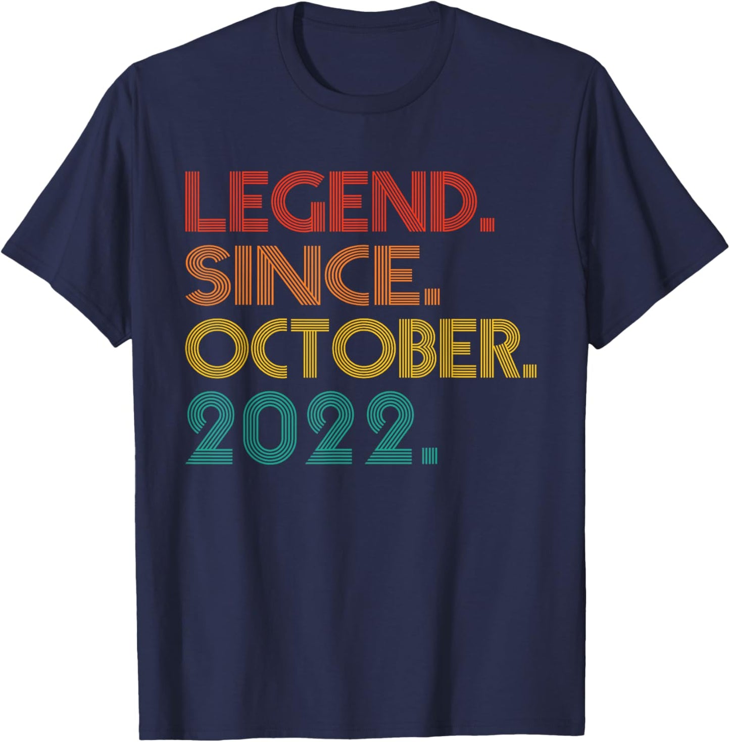 Legend Since October 2022 Men Women 2022 Vintage Birthday T-Shirt - T-Shirt | Navy