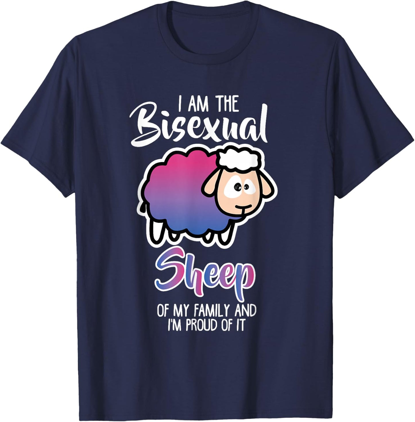 Funny Bisexual Shirt Bi Pride Awareness Bisexual Sheep T-Shirt - T-Shirt | Navy