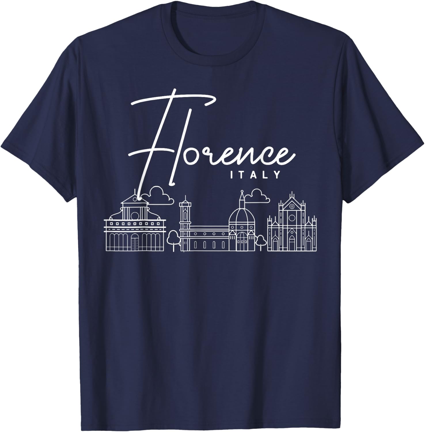 Florence Italy City Skyline Map Travel T-Shirt - T-Shirt | Navy
