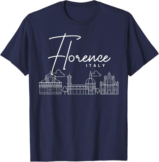 Florence Italy City Skyline Map Travel T-Shirt - T-Shirt | Navy