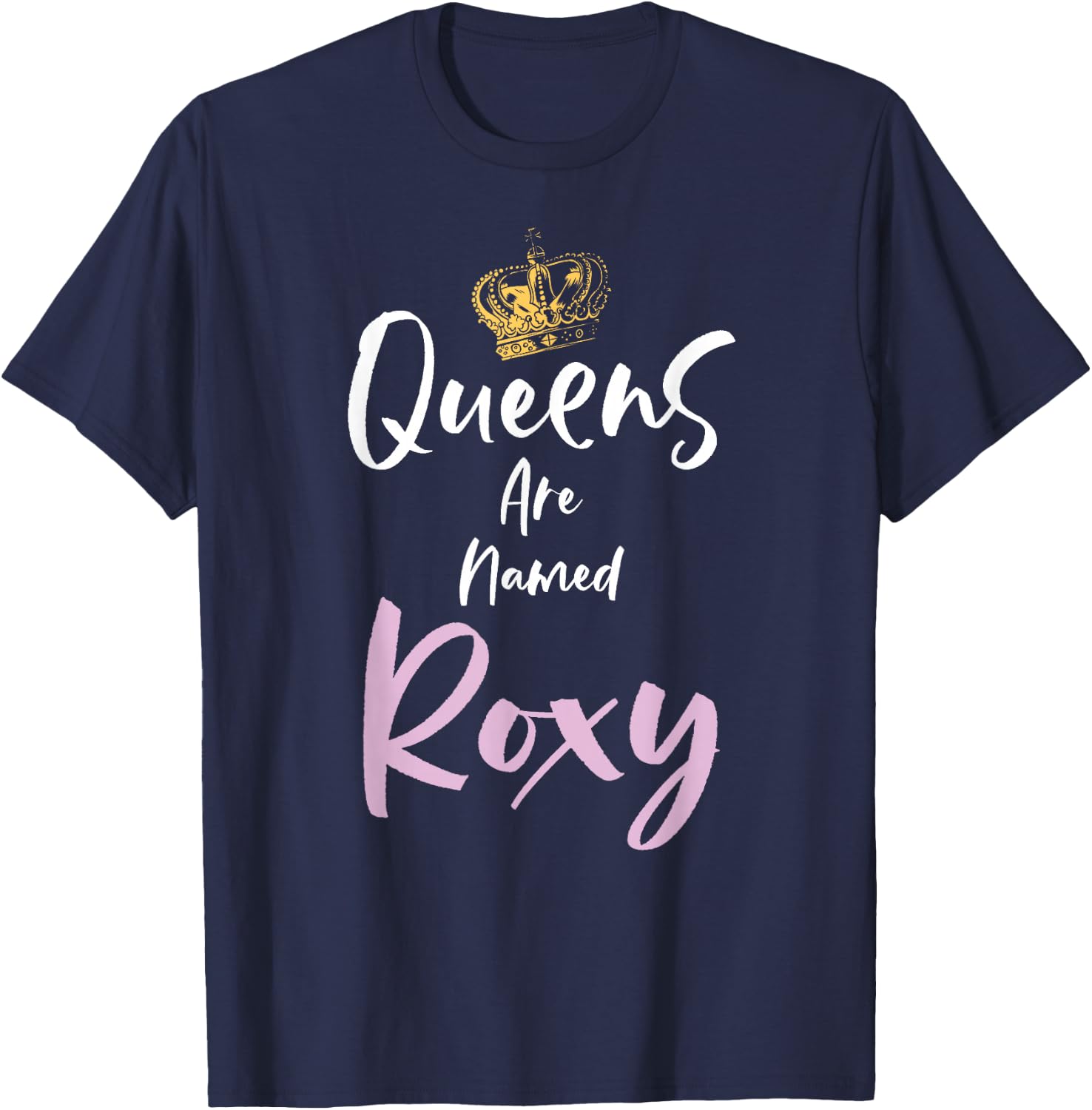 Roxy Name Queen Personalized Women Girl Cute Pink Black T-Shirt - T-Shirt | Navy