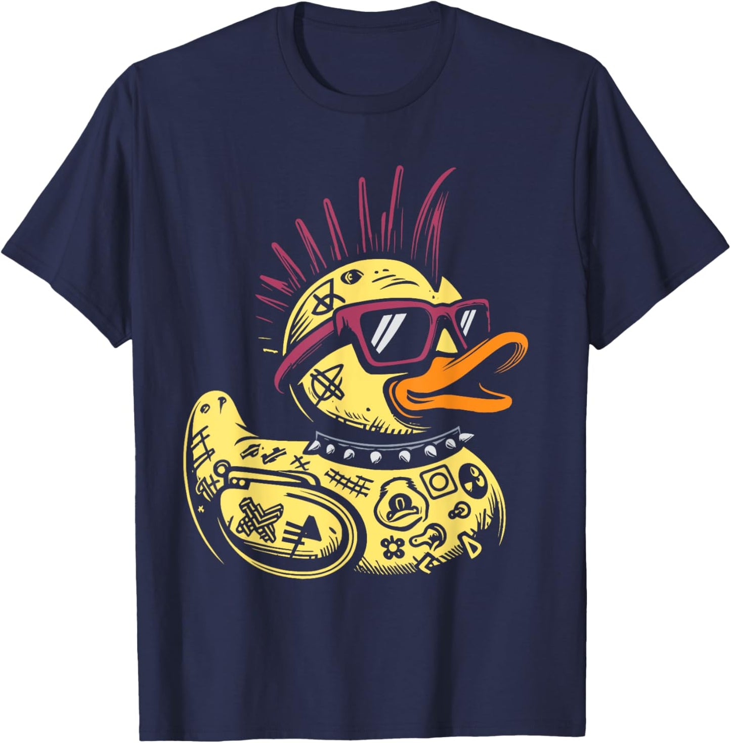 Punk Duck Duckling Punk Rocker T-Shirt - T-Shirt | Navy