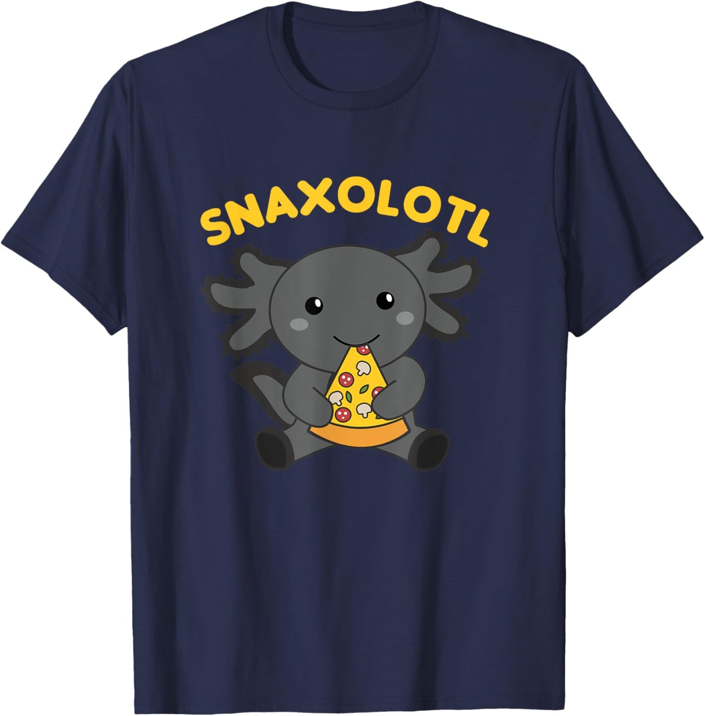 Snacks Pun Snaxolotl Pizza Axolotl T-Shirt - T-Shirt | Navy