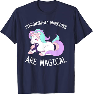Unicorn Fibromyalgia Warriors Are Magical, Fibro Awareness T-Shirt - T-Shirt | Navy