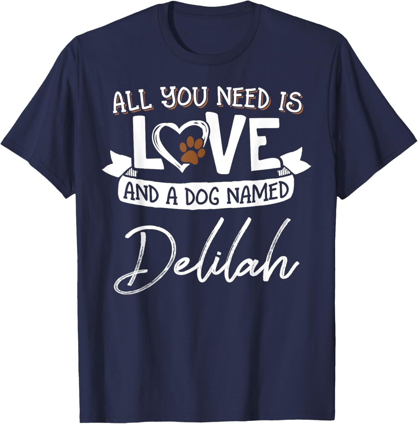 Cute Dog Named Delilah Design and Men T-Shirt - T-Shirt | Navy