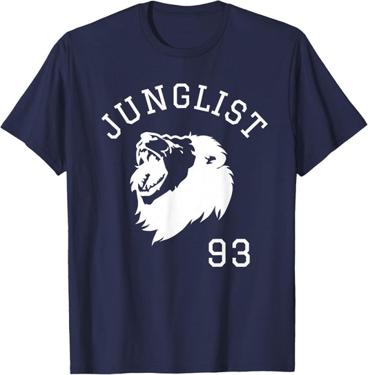 Junglist Massive Drum and Bass Lion T-Shirt - T-Shirt | Navy