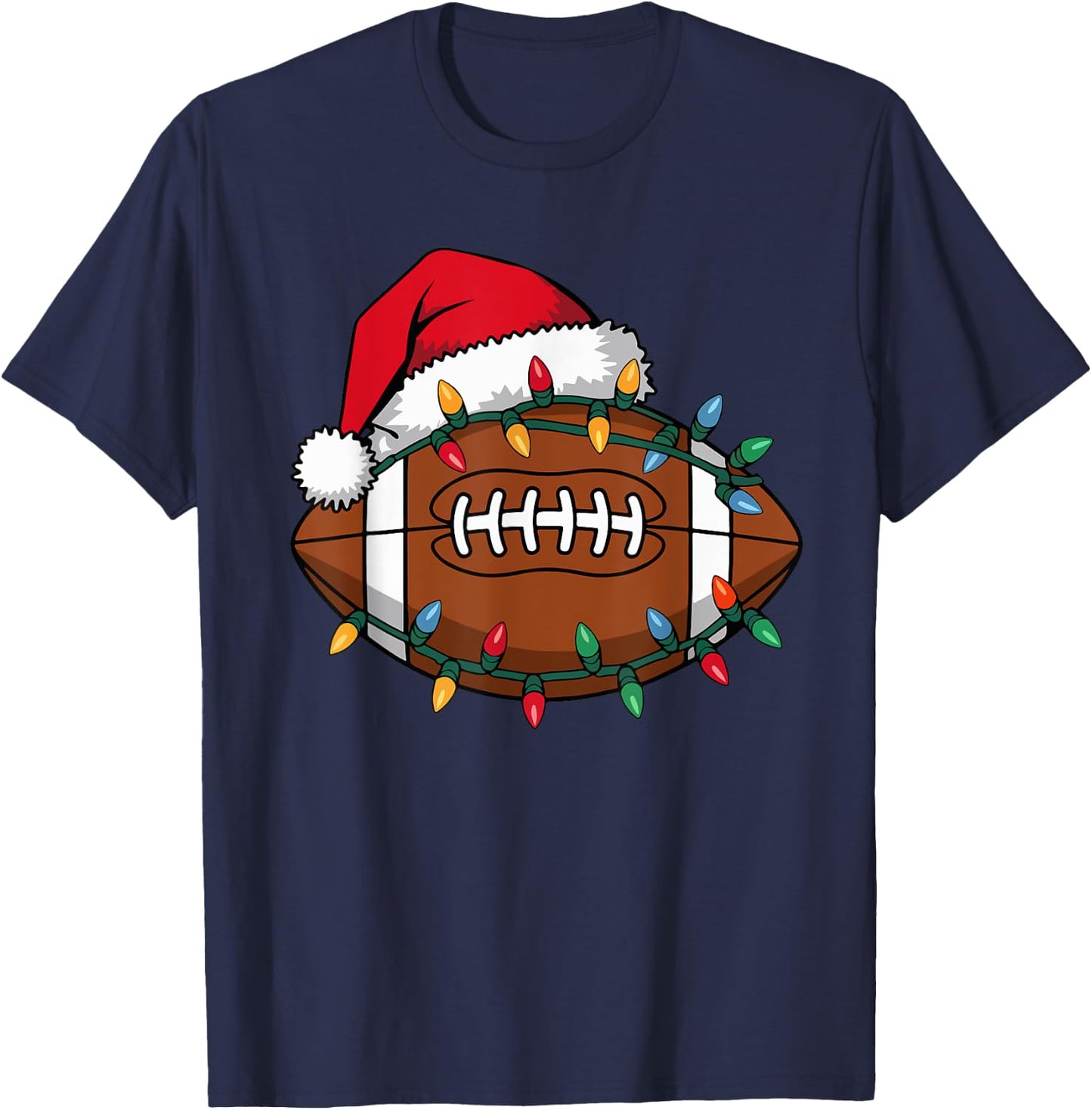 Boys Christmas Football Kids Football Christmas Women Men T-Shirt - T-Shirt | Navy