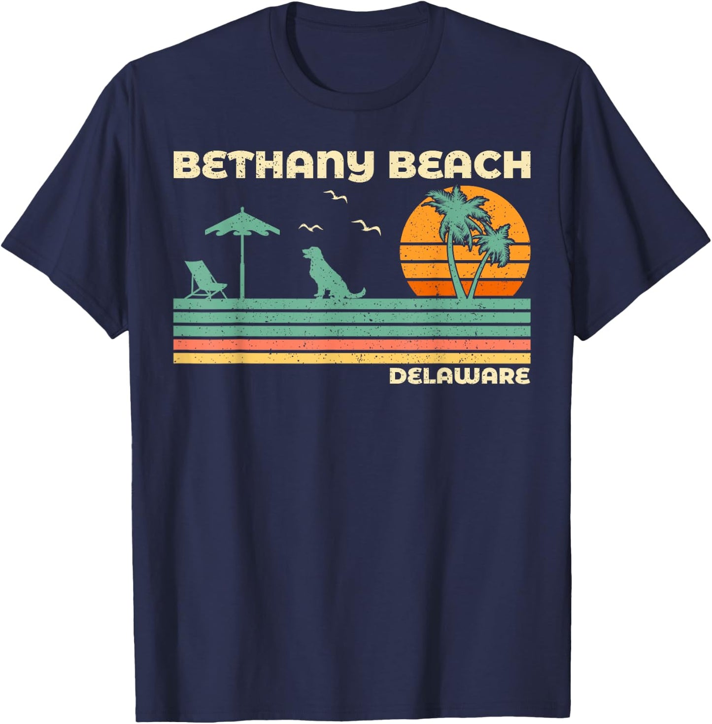 Vintage Retro Family Vacation Delaware Bethany Beach Women Girls Kids T-Shirt - T-Shirt | Navy