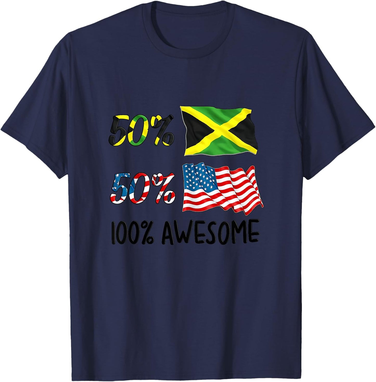 50% American 50% Jamaican 100% Awesome Boy Girl Baby Gift T-Shirt - T-Shirt | Navy