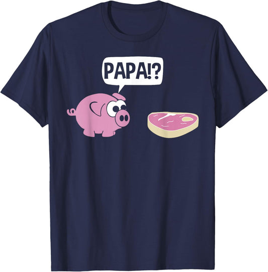 Lustiges Schweinchen - PAPA?! T-Shirt - T-Shirt | Navy