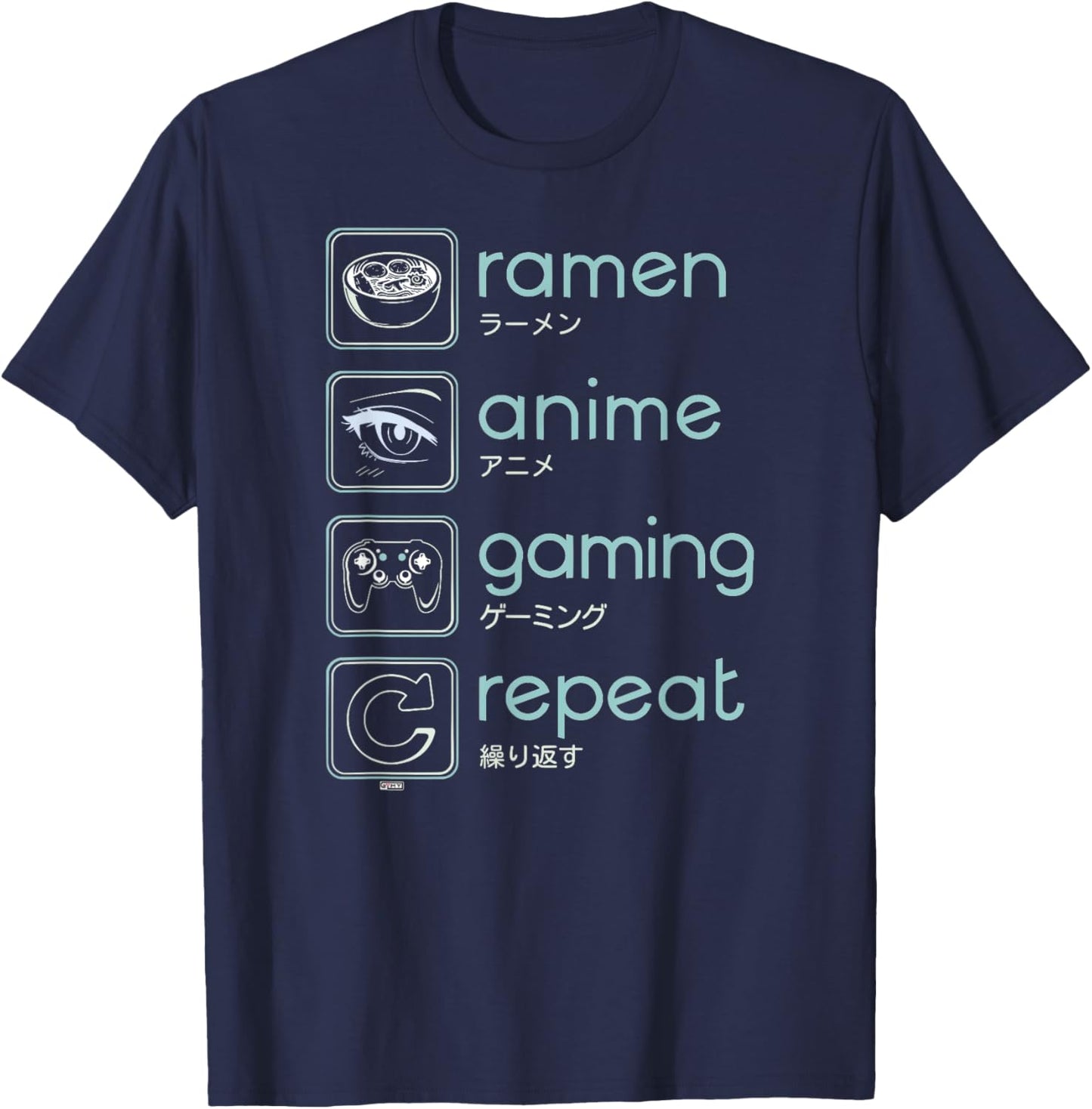 Wakeup Gaming Again, Ramen Anime Gaming Restart T-Shirt - T-Shirt | Navy