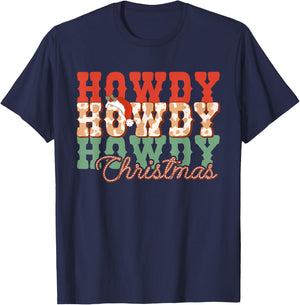 Western Cowboy Howdy Christmas Hat T-Shirt - T-Shirt | Navy