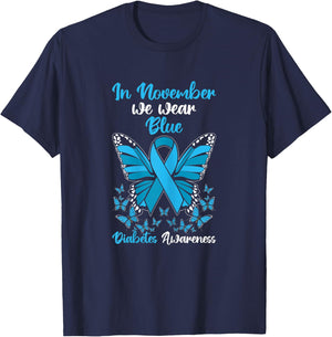 In November We Wear Blue Diabetes Awareness T-Shirt - T-Shirt | Navy