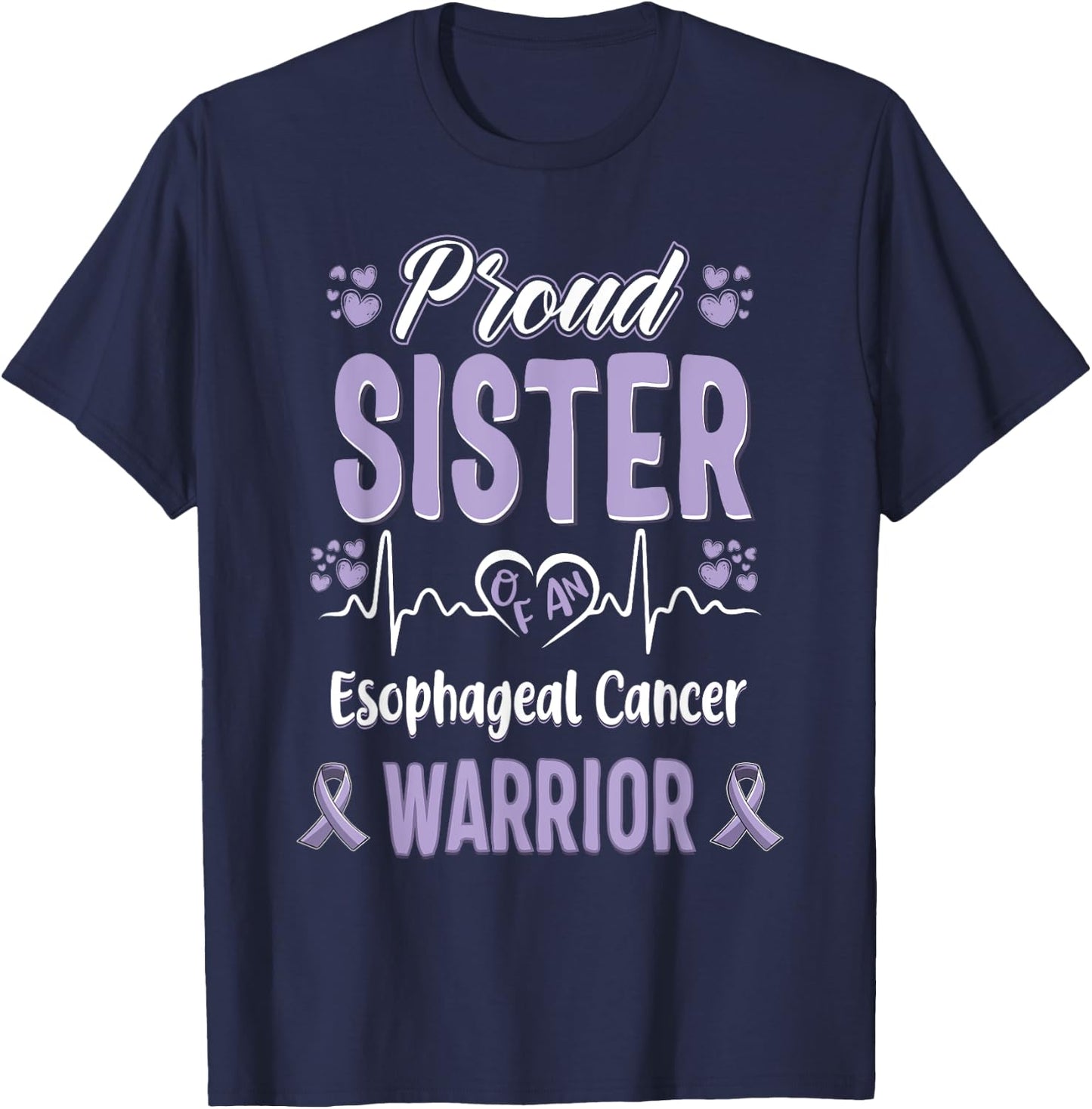 proud Sister Esophageal cancer warrior awareness ribbon T-Shirt - T-Shirt | Navy