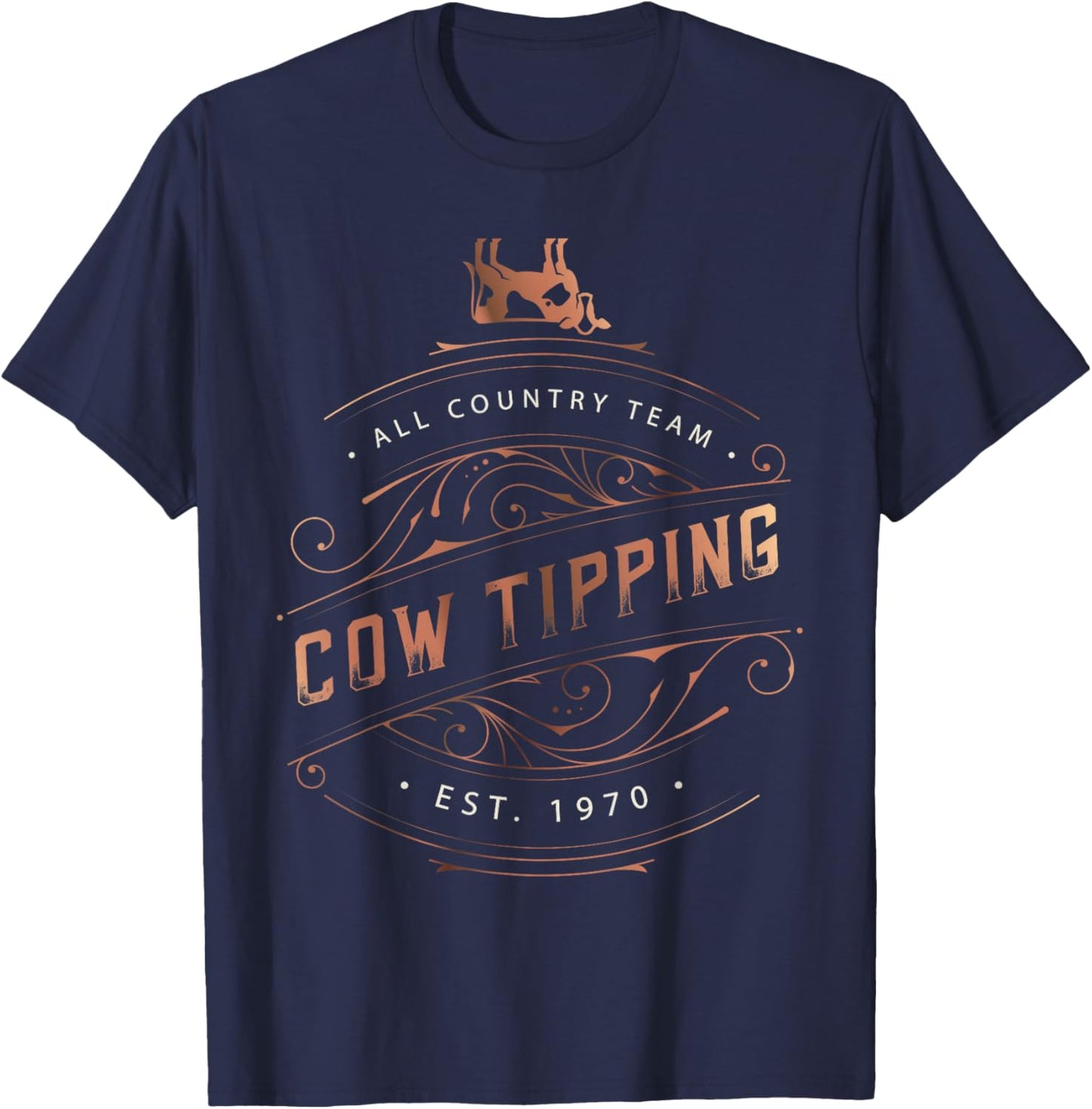 Funny All Country Cow Tipping Team T-Shirt - T-Shirt | Navy