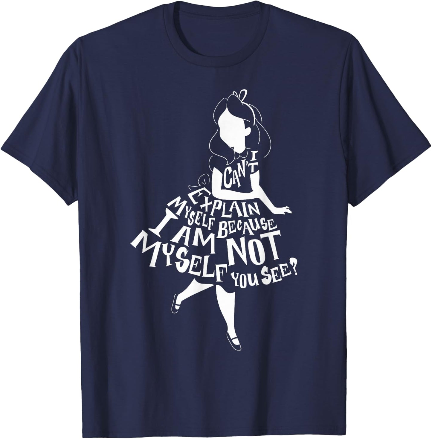 Disney Alice in Wonderland I Can't Explain Myself Text Fill Small T-Shirt - T-Shirt | Navy