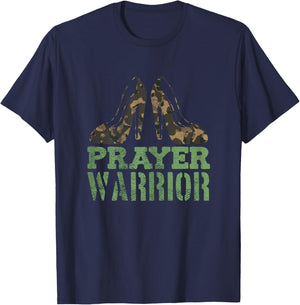 Prayer Warrior Christian Jesus Faith Religious Camo Heels T-Shirt - T-Shirt | Navy