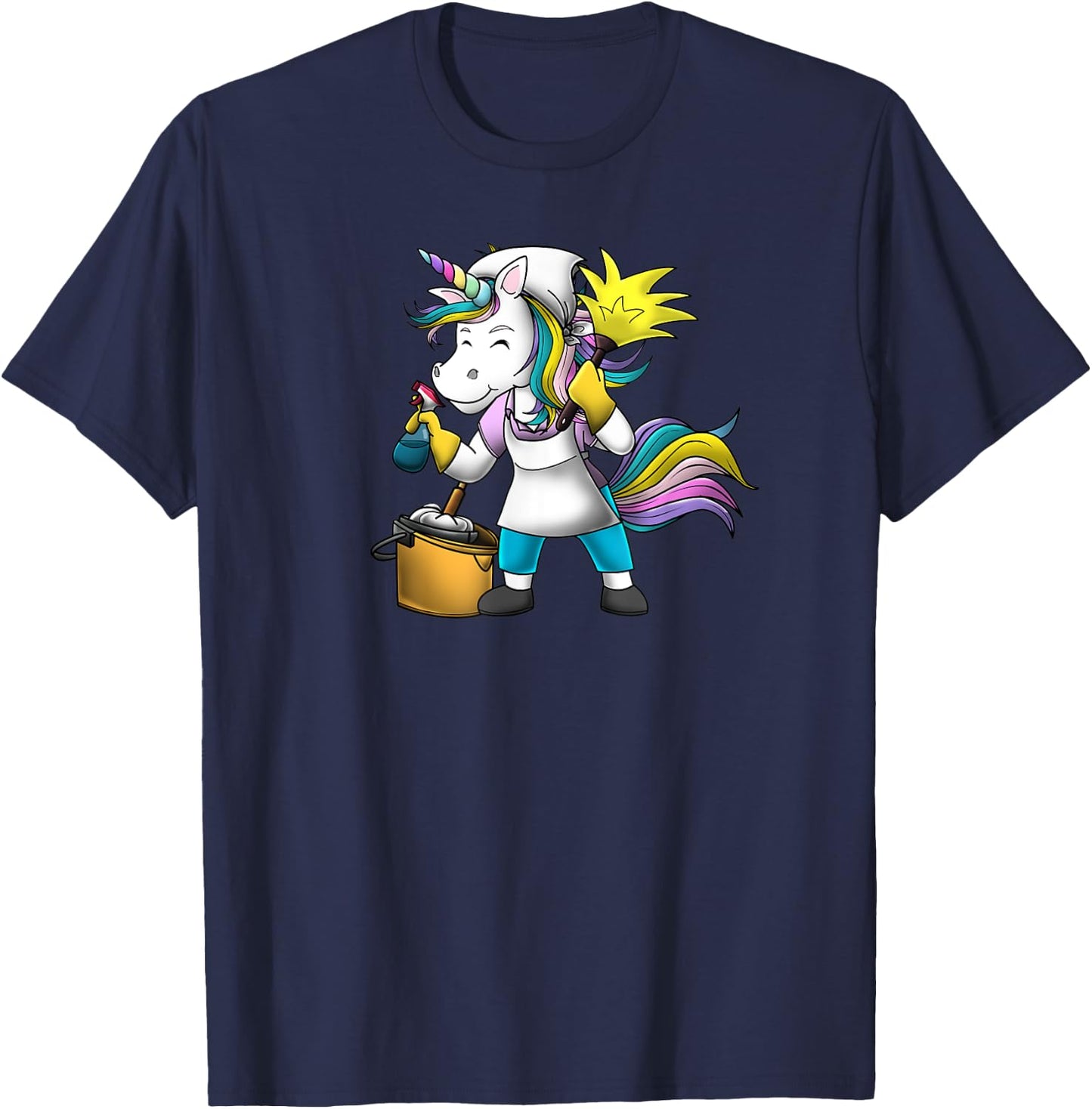 Unicorn Girl Funny Cleaning Lady Housekeeper Maid Service T-Shirt - T-Shirt | Navy
