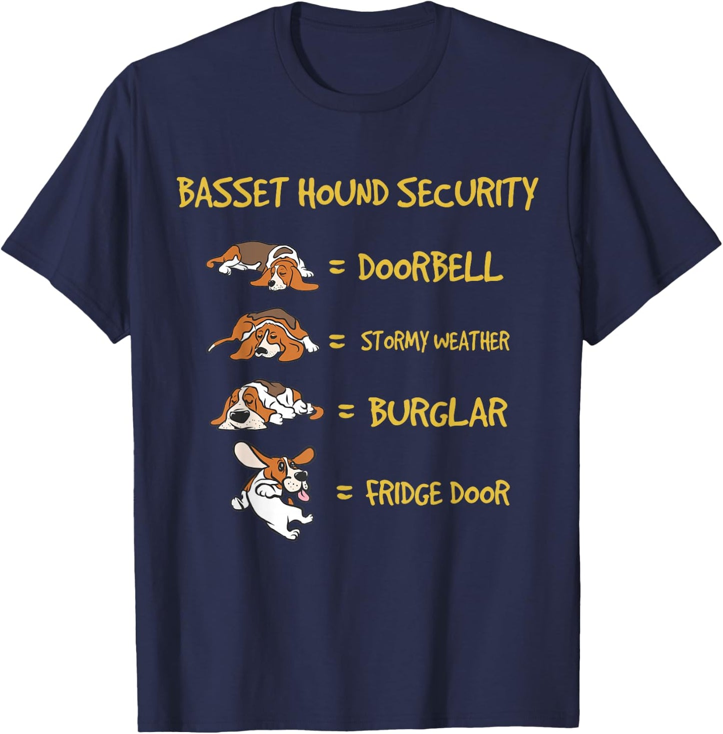 Basset Hound Security Gifts Funny Costume Clothing Small T-Shirt - T-Shirt | Navy