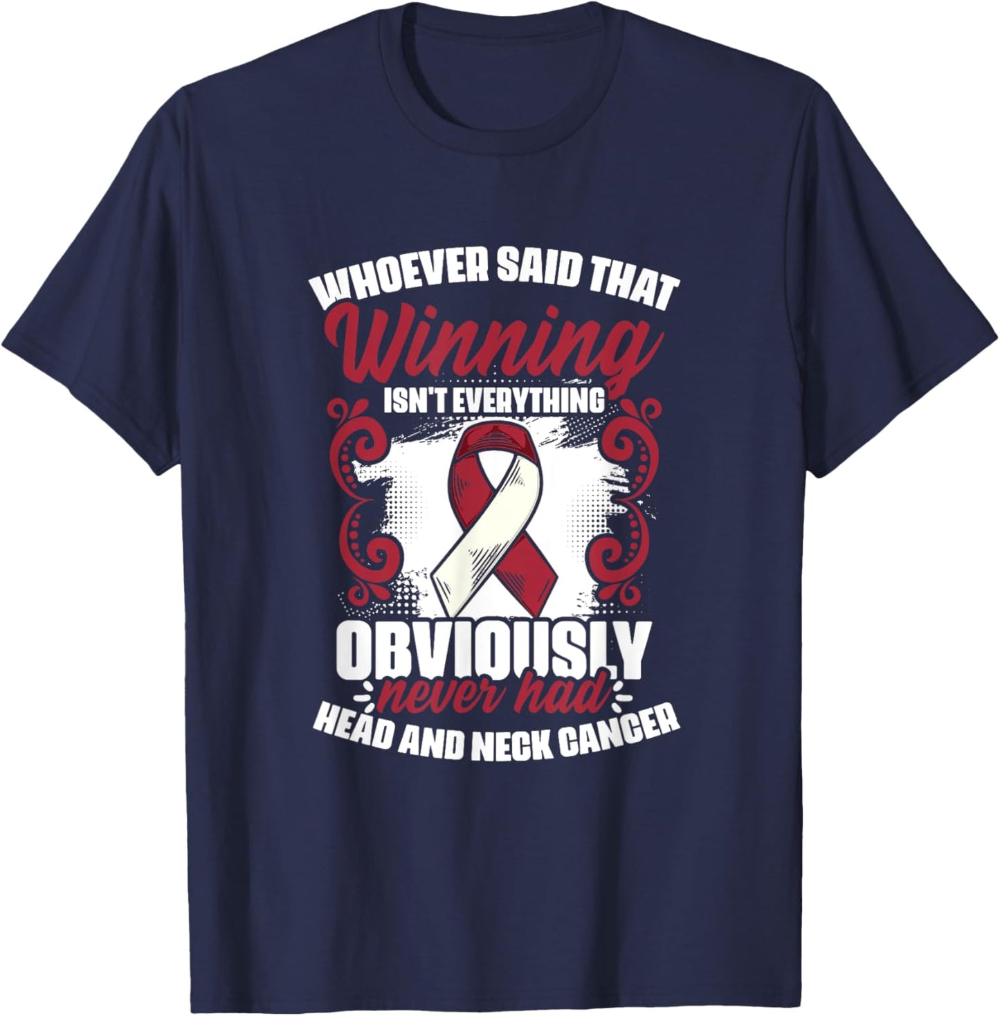 Oral Throat Cancer Warrior Head And Neck Cancer Awareness T-Shirt - T-Shirt | Navy