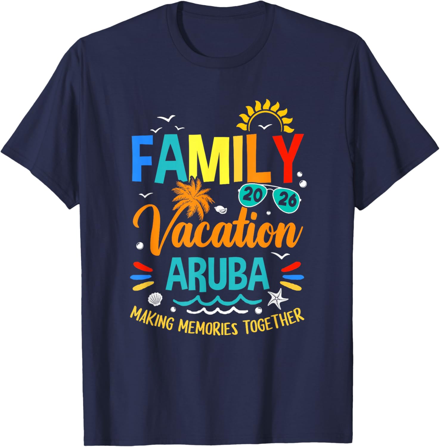 Family Vacation 2026 Aruba Matching Family Together T-Shirt - T-Shirt | Navy