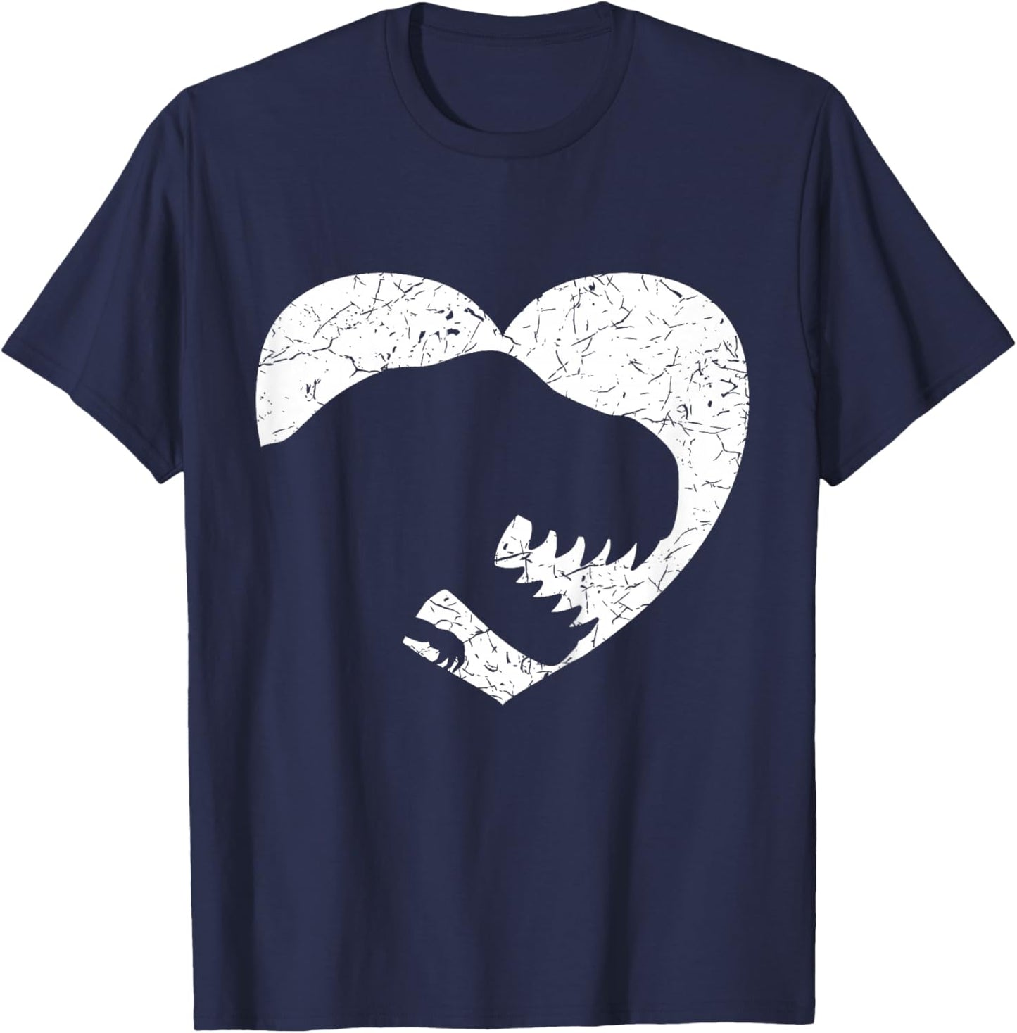 Kids Valentines Day T-Rex Dinosaur Heart Silhouette Boys Toddler T-Shirt - T-Shirt | Navy