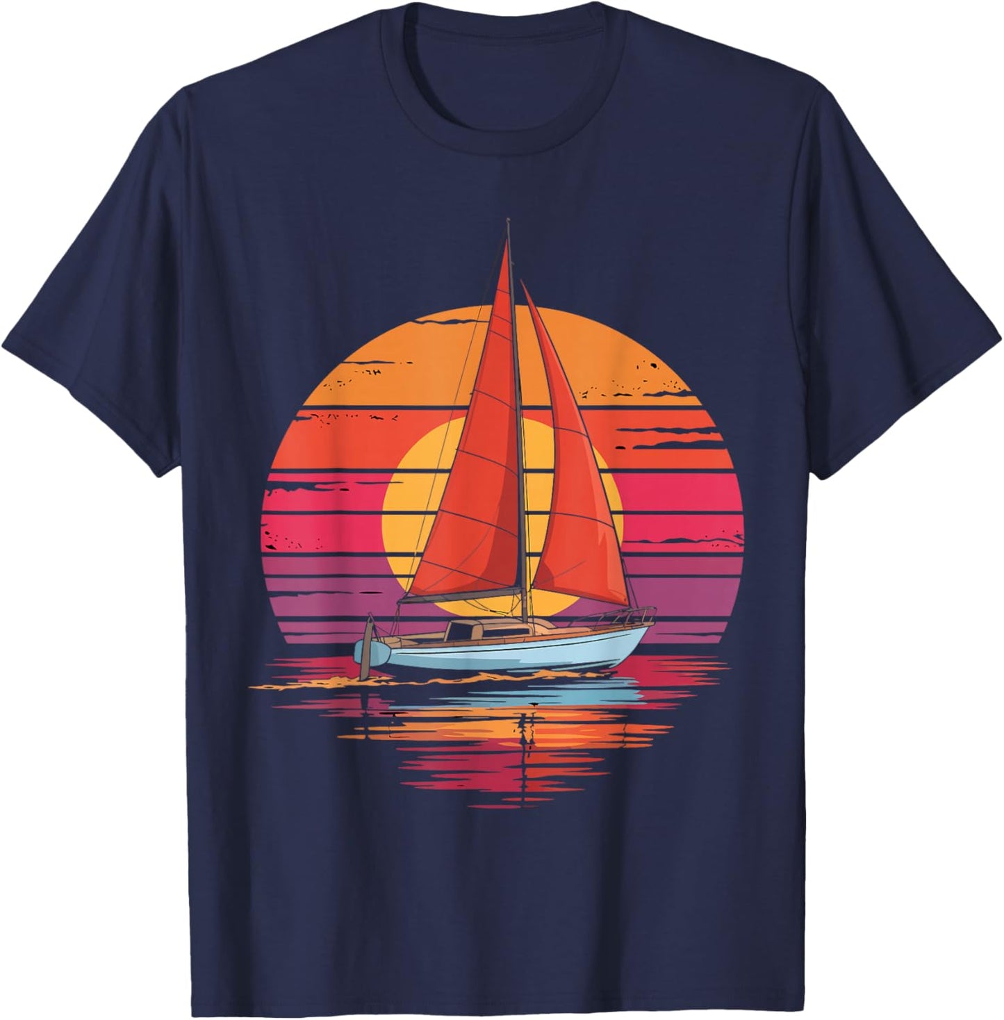 Retro Sailboat Ocean Sailing Lover Nautical Gifts Men Women T-Shirt - T-Shirt | Navy