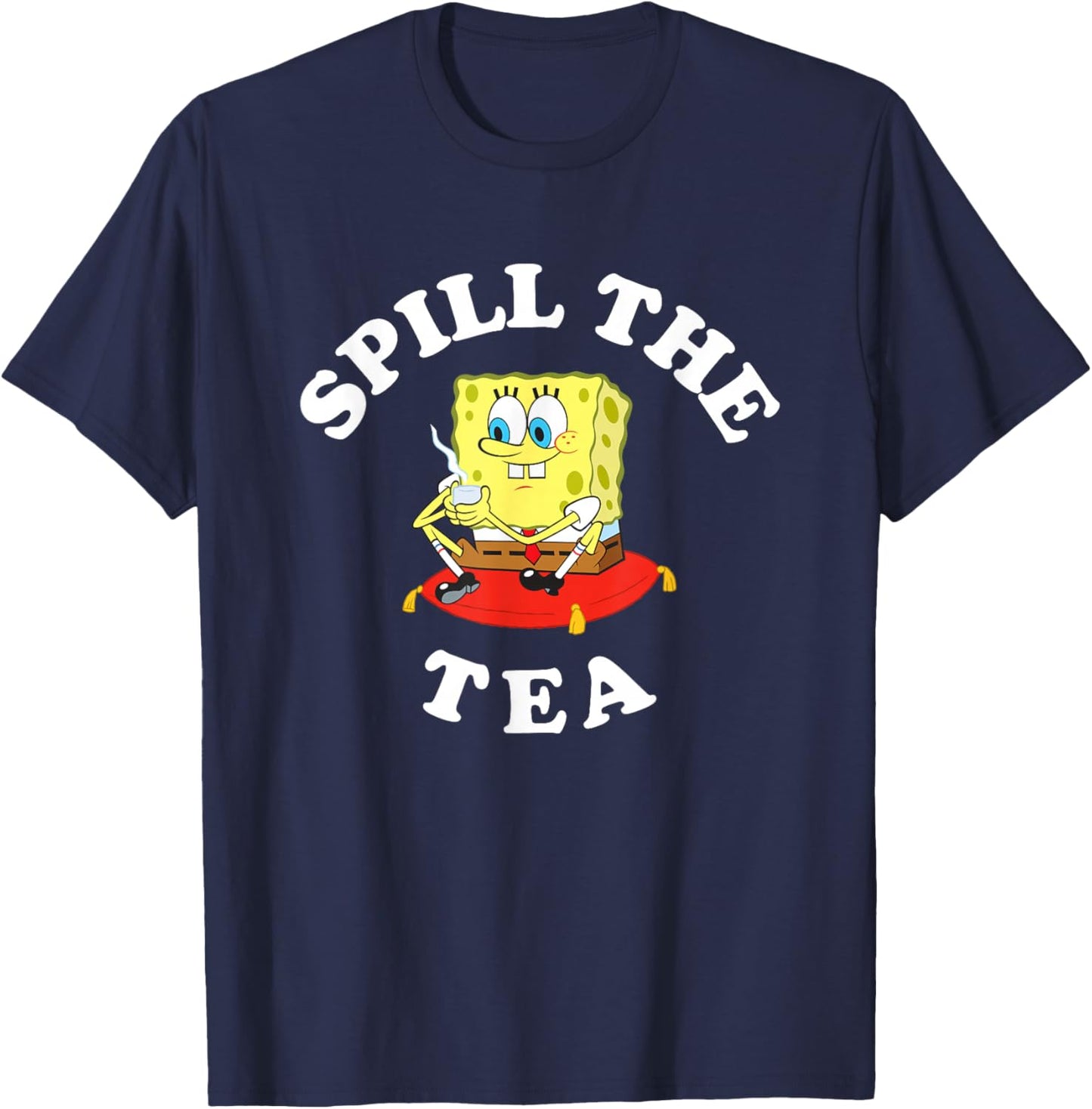 SpongeBob SquarePants Spill The Tea Relaxing SpongeBob T-Shirt - T-Shirt | Navy