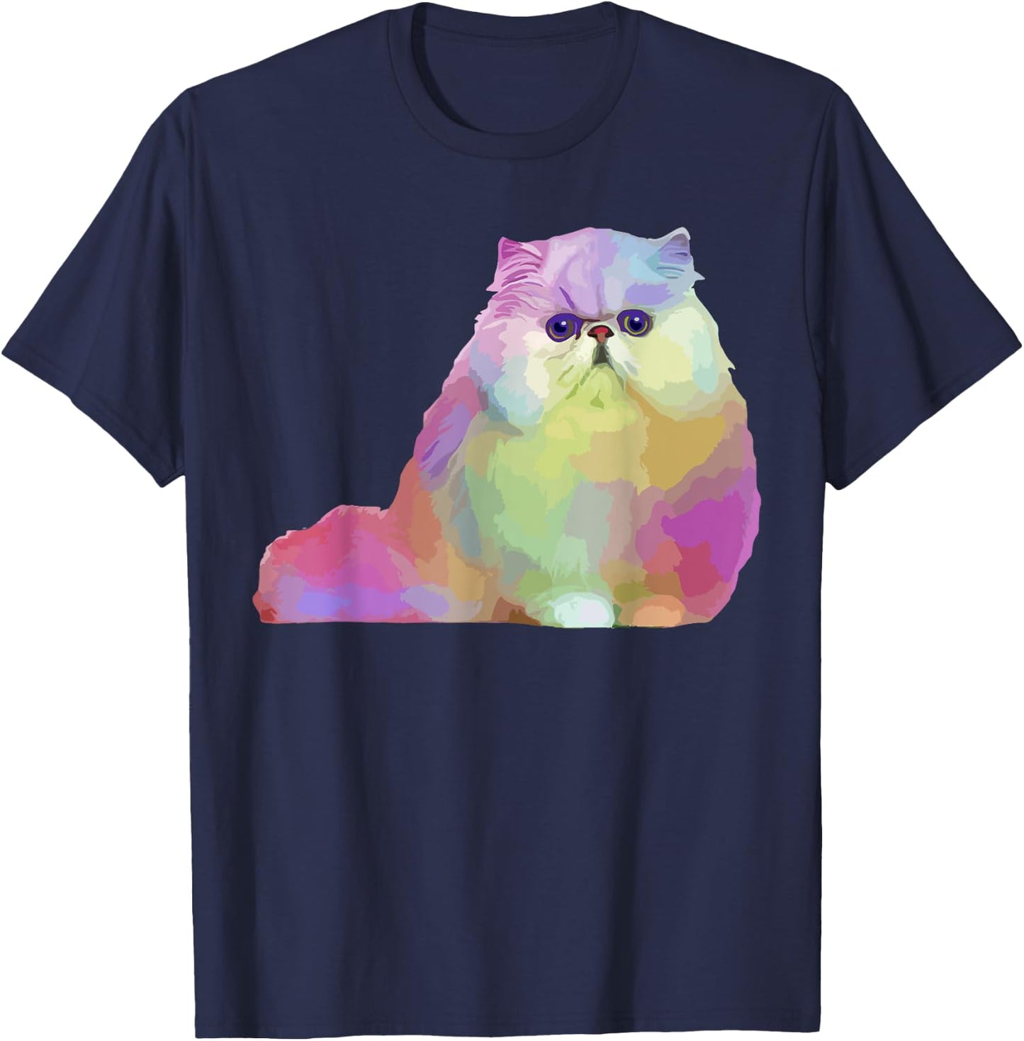 Cat Lover Gifts Persian Cat Colorful Persian Cat T-Shirt - T-Shirt | Navy