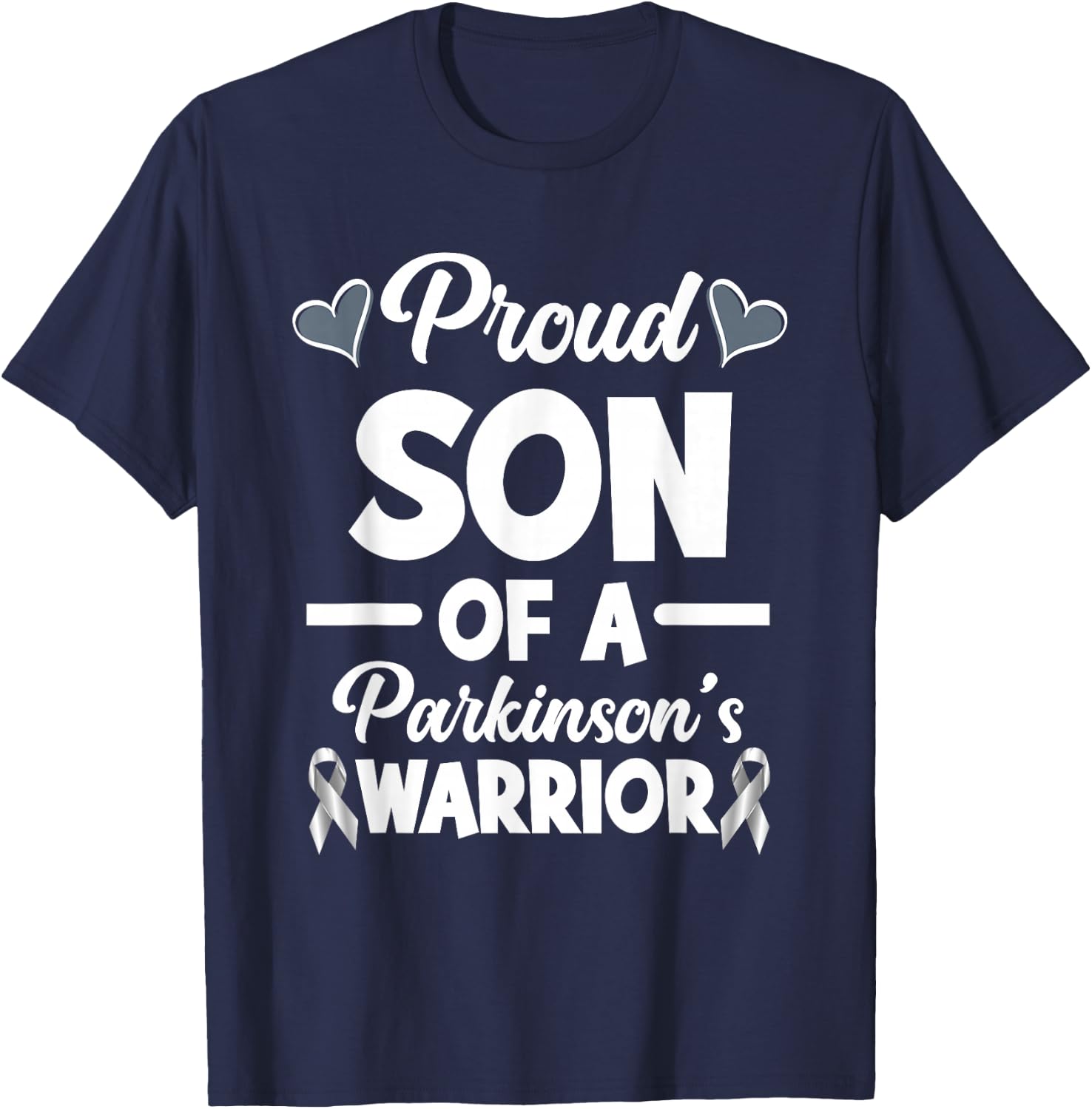 Proud Son Of A Parkinson's Warrior Parkinson's Awareness T-Shirt - T-Shirt | Navy