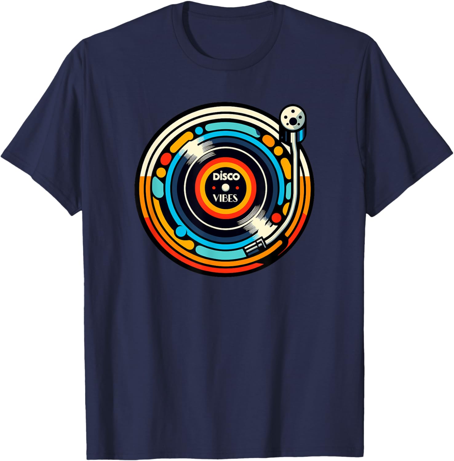 Retro Disco Vibes Turntable Enthusiast T-Shirt - T-Shirt | Navy