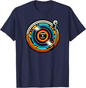 Retro Disco Vibes Turntable Enthusiast T-Shirt - T-Shirt | Navy