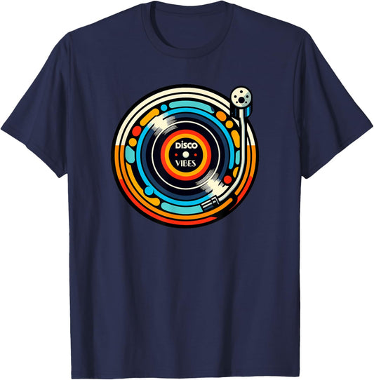Retro Disco Vibes Turntable Enthusiast T-Shirt - T-Shirt | Navy