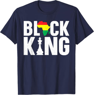 Cool Black King Art Dad Boys Africa Map African King T-Shirt - T-Shirt | Navy