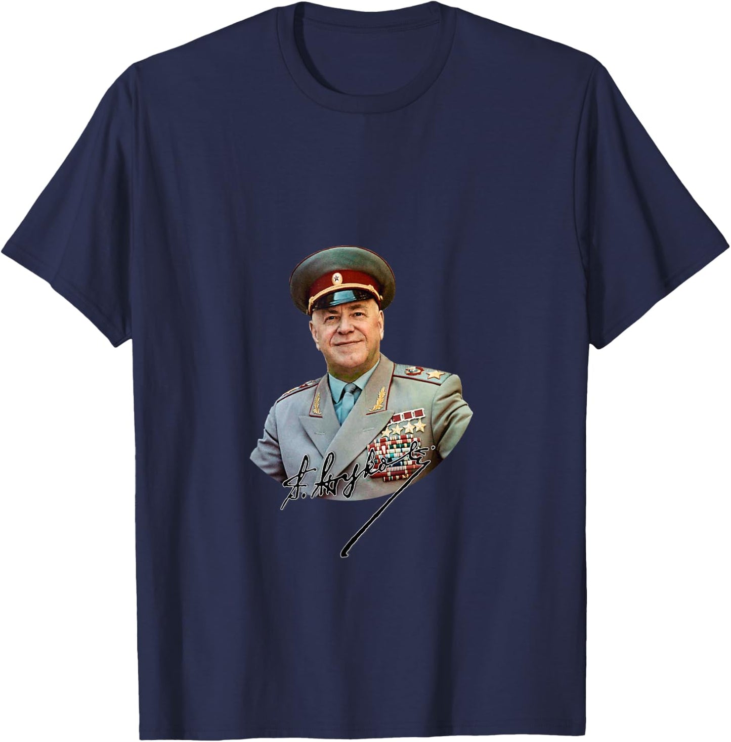 Marshal Georgy Zhukov With Signature T-Shirt - T-Shirt | Navy