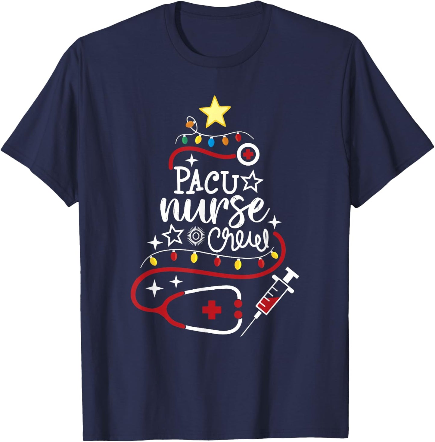 Merry Christmas Perianesthesia Nursing Gift PACU Nurse Crew T-Shirt - T-Shirt | Navy