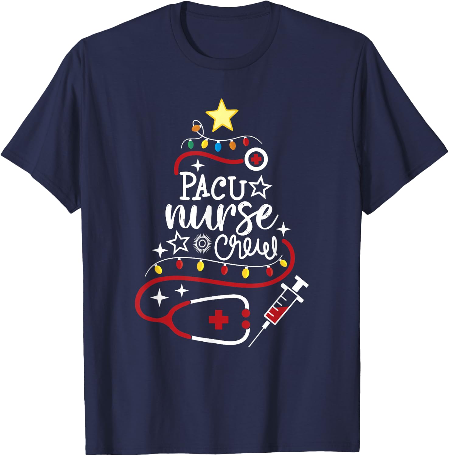 Merry Christmas Perianesthesia Nursing Gift PACU Nurse Crew T-Shirt - T-Shirt | Navy