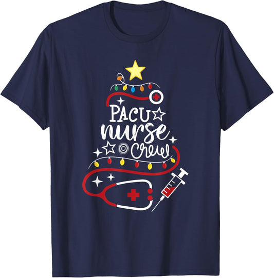 Merry Christmas Perianesthesia Nursing Gift PACU Nurse Crew T-Shirt - T-Shirt | Navy