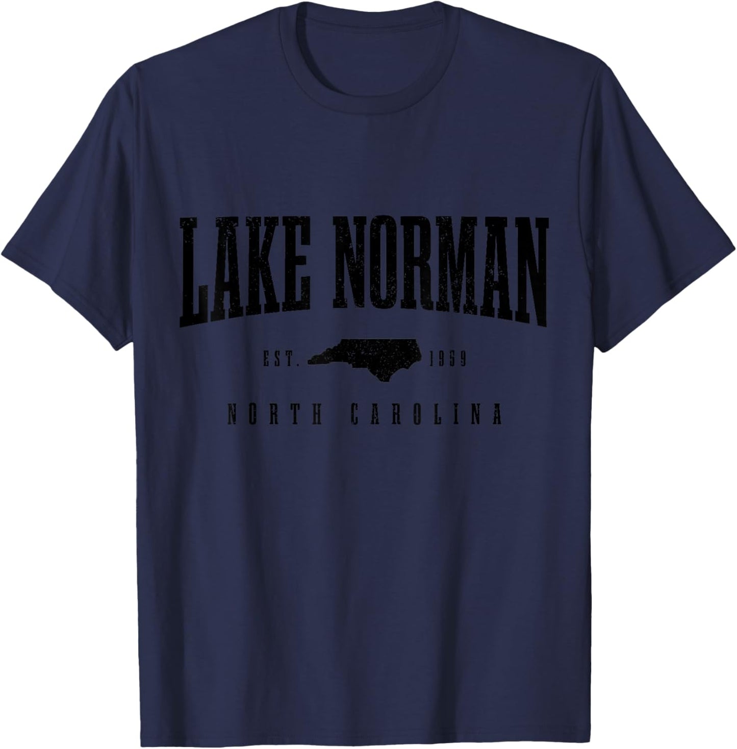 Lake Norman North Carolina Vintage Pride State Map Souvenir T-Shirt - T-Shirt | Navy