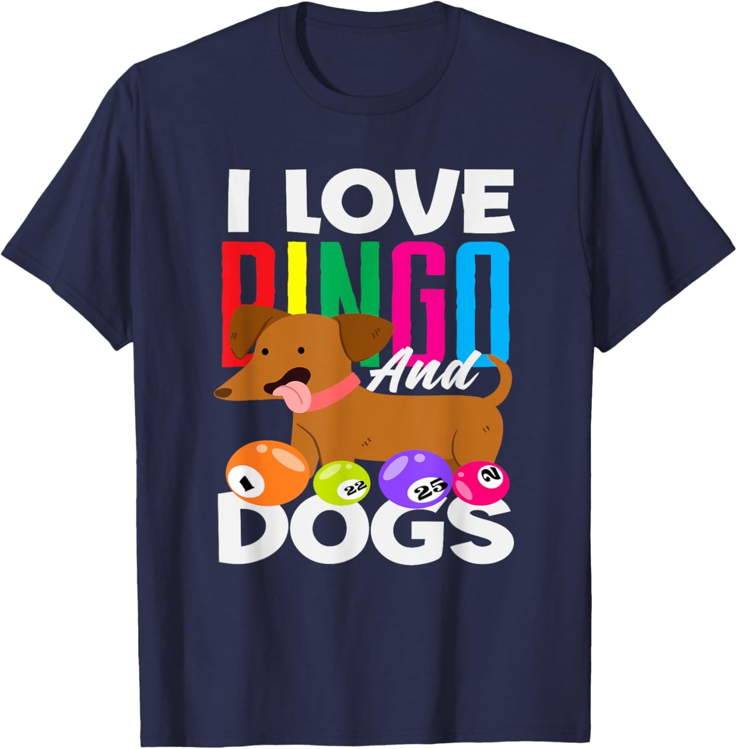 I Love Bingo And Dogs Fun Dog Lovers Bingo T-Shirt - T-Shirt | Navy